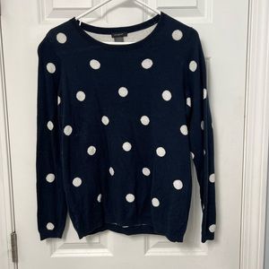 Ann Taylor Navy and White Polka Dot Sweater